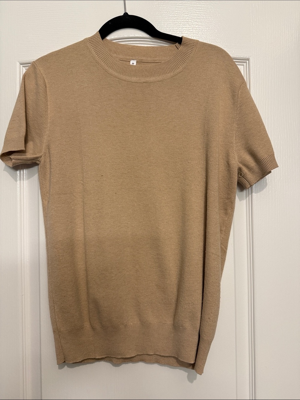 Amazon Women's Short Sleeve Crew Neck Sweater in Beige